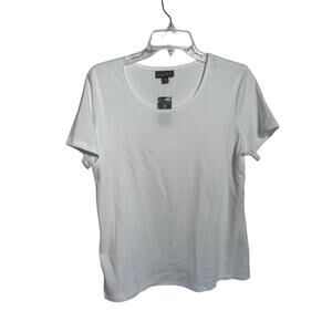 Style & Co Womens Scoop Neck Fitted Cotton T Shirt Bright White Size Medium NEW